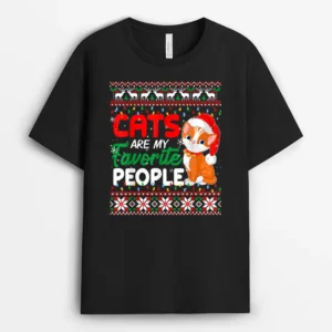Christmas Cat Cats Are My Favorite People, Funny Cat Lover Gift T-Shirt