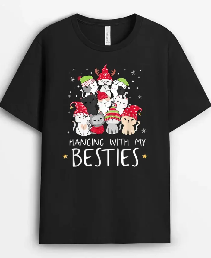 Christmas Cat Lover Christmas Tree Kawaii Cat Bestie, Funny Cat Lover Gift T-Shirt