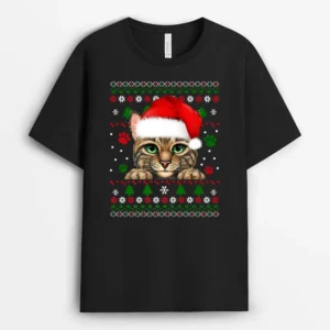 Christmas Cat Santa Hat Merry Catmas Ugly Christmas Sweater Premium, Funny Cat Lover Gift T-Shirt