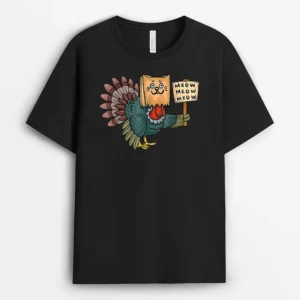 Cool Turkey Fake Cat Funny Thanksgiving Boys Girls Kids Gift, Funny Cat Lover Gift T-Shirt