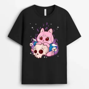 Cute Anime Kawaii Cat Aesthetic Kawaii Pastel Goth Halloween, Funny Cat Lover Gift T-Shirt