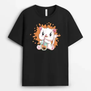 Cute Cat Boba Bubble Tea Kawaii Anime Japanese Teen Girls1, Funny Cat Lover Gift T-Shirt