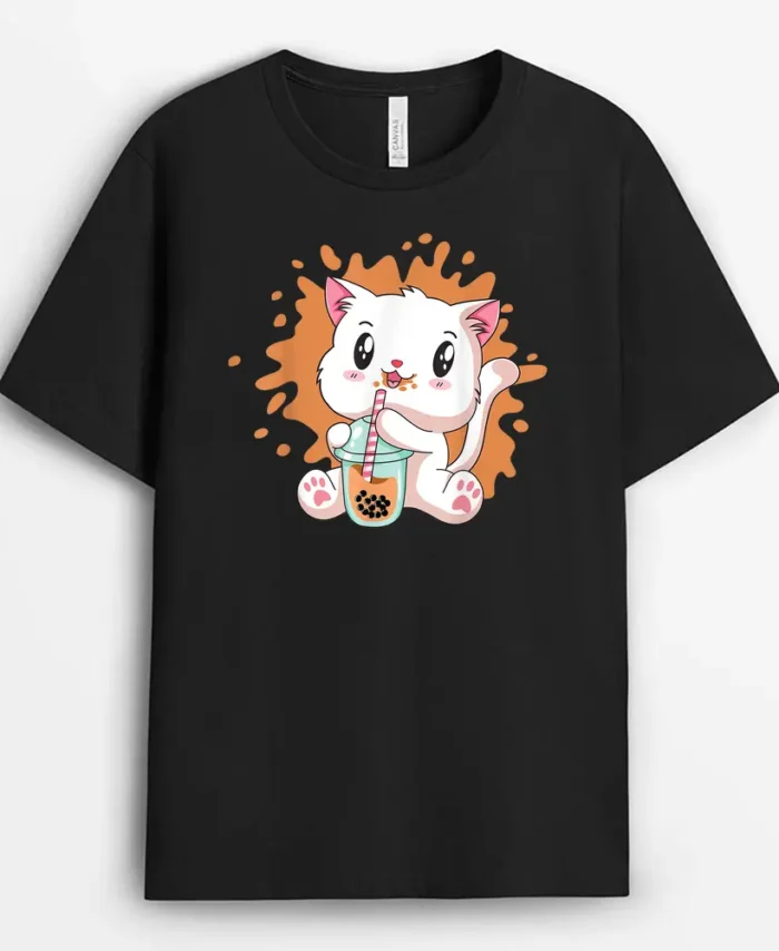 Cute Cat Boba Bubble Tea Kawaii Anime Japanese Teen Girls1, Funny Cat Lover Gift T-Shirt