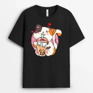Cute Cat Boba Bubble Tea Kawaii Anime Japanese Ver 1, Funny Cat Lover Gift T-Shirt