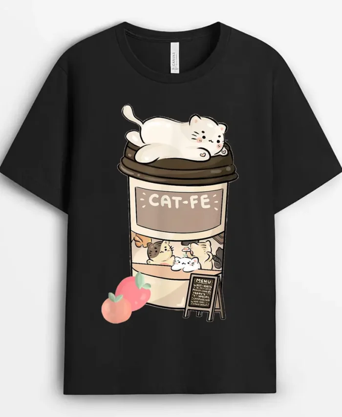 Cute Cat Cafe Kawaii Cat Coffee Anime Neko Kitty Cat Puns, Funny Cat Lover Gift T-Shirt