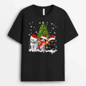 Cute Cat Christmas Tree Ornament Decor Cat Lovers Owner Xmas, Funny Cat Lover Gift T-Shirt