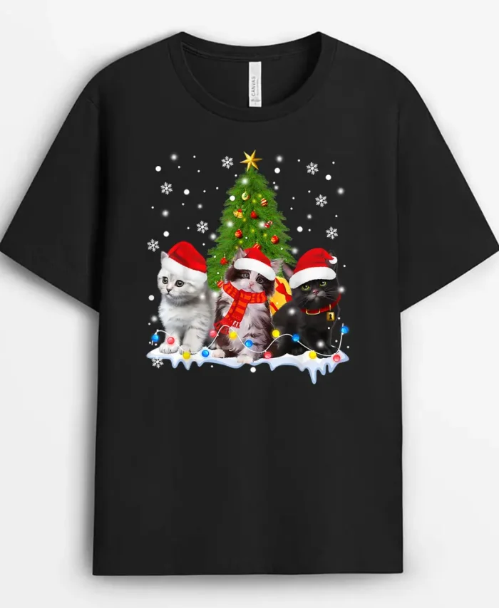 Cute Cat Christmas Tree Ornament Decor Cat Lovers Owner Xmas, Funny Cat Lover Gift T-Shirt