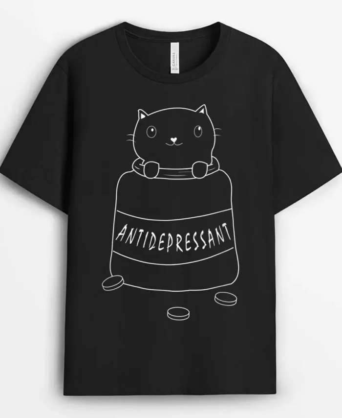 Cute Cat Drawing Cat Antidepressant, Funny Cat Lover Gift T-Shirt