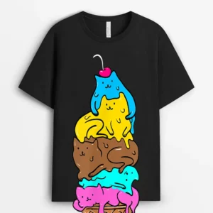 Cute Cat Ice Cream Kitty Cat Dessert, Funny Cat Lover Gift T-Shirt