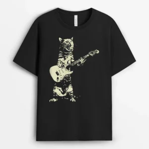 Cute Cat Playing Guitar, Funny Cat Lover Gift T-Shirt