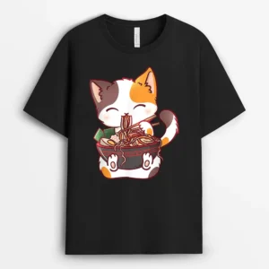 Cute Cat Ramen Bowl Anime Japanese Noodles Kawaii Neko Girls, Funny Cat Lover Gift T-Shirt