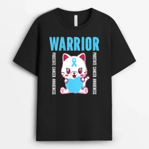Cute Cat Warrior Prostate Cancer Awareness For Men And Women, Funny Cat Lover Gift T-Shirt