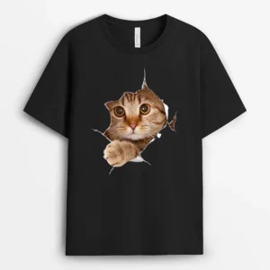 Cute Cat With Grey Cat Torn Cloth Kitten, Funny Cat Lover Gift T-Shirt