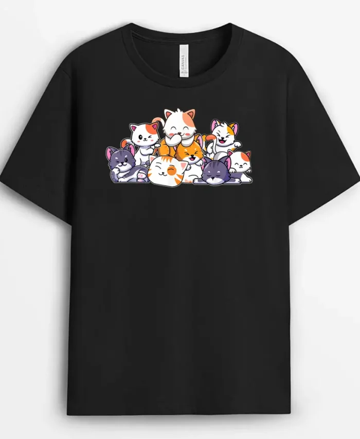 Cute Cats Anime Kawaii Japanese Otaku Neko Gift Women Girls, Funny Cat Lover Gift T-Shirt