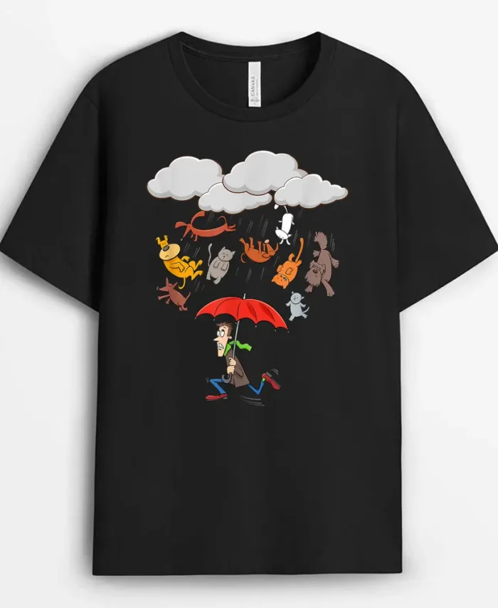 Cute Funny Canine Feline Lover Its Raining Cats And Dogs, Funny Cat Lover Gift T-Shirt