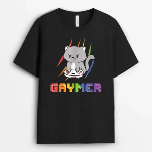 Cute Gaming Cat Gay Gamer, Funny Cat Lover Gift T-Shirt