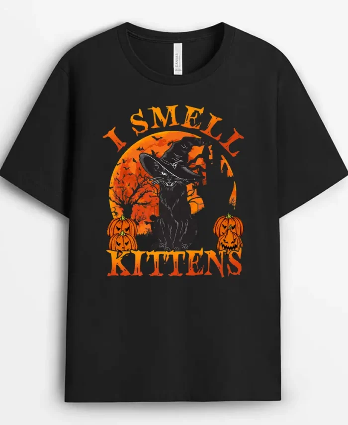 Cute Halloween Black Cat Witch Hat Pumpkin Kids Girls Women Premium, Funny Cat Lover Gift T-Shirt