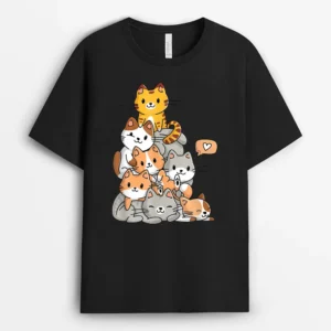 Cute Kawaii Cat Kitty Meowtain Cats Pile Chibi Women Girls, Funny Cat Lover Gift T-Shirt