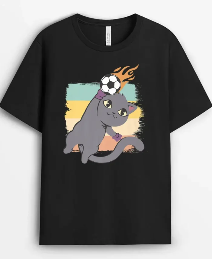 Cute Kawaii Football Soccer Player Funny Goalkeeper Best Cat, Funny Cat Lover Gift T-Shirt