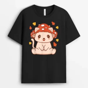 Cute Kawaii Toadstool Cat Aesthetic Mushroom Kitten, Funny Cat Lover Gift T-Shirt