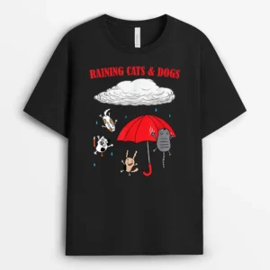 Cute Raining Cats And Dogs Pet Lovers, Funny Cat Lover Gift T-Shirt