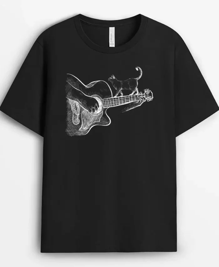 Cute Siamese Cat Guitar Player, Funny Cat Lover Gift T-Shirt