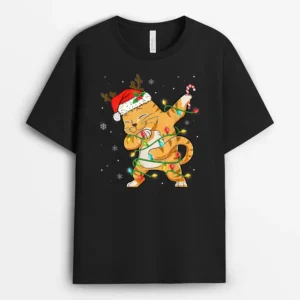 Dabbing Cat Santa Christmas Kids Boys Girls Catmas Xmas, Funny Cat Lover Gift T-Shirt