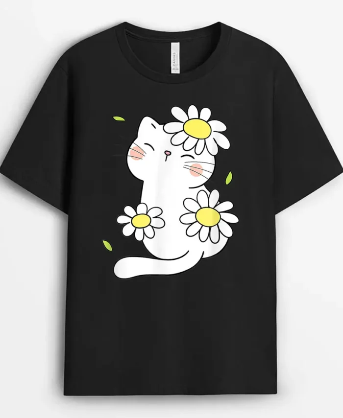 Daisy Cat Spring Floral Kitten With Flower Animal Cute Pet, Funny Cat Lover Gift T-Shirt
