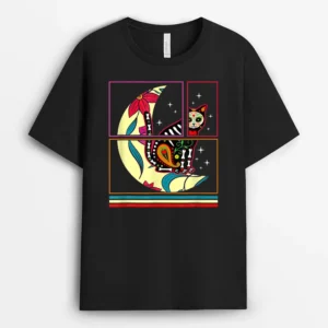 Dia De Los Muertos Cat And Moon Sugar Skull Halloween Party, Funny Cat Lover Gift T-Shirt