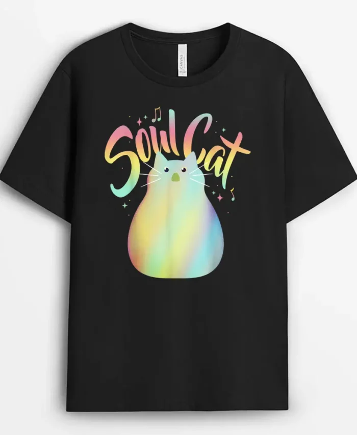 Disney Mens Classic Disney Pixar Soul Cat Gradient T Shirt Black Small Us, Funny Cat Lover Gift T-Shirt