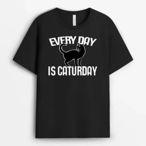 Every Day Is Caturday Black Cat Art Cat People Premium, Funny Cat Lover Gift T-Shirt