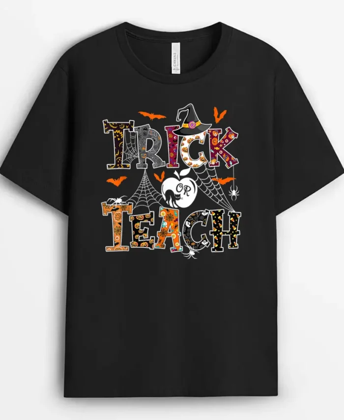 Fall Holiday Themed Thanksgiving Halloween Teacher Trick Or, Funny Cat Lover Gift T-Shirt