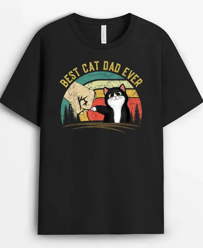 Fathers Day 2022 Cat Dad Gifts For Men Best Cat Dad Ever, Funny Cat Lover Gift T-Shirt