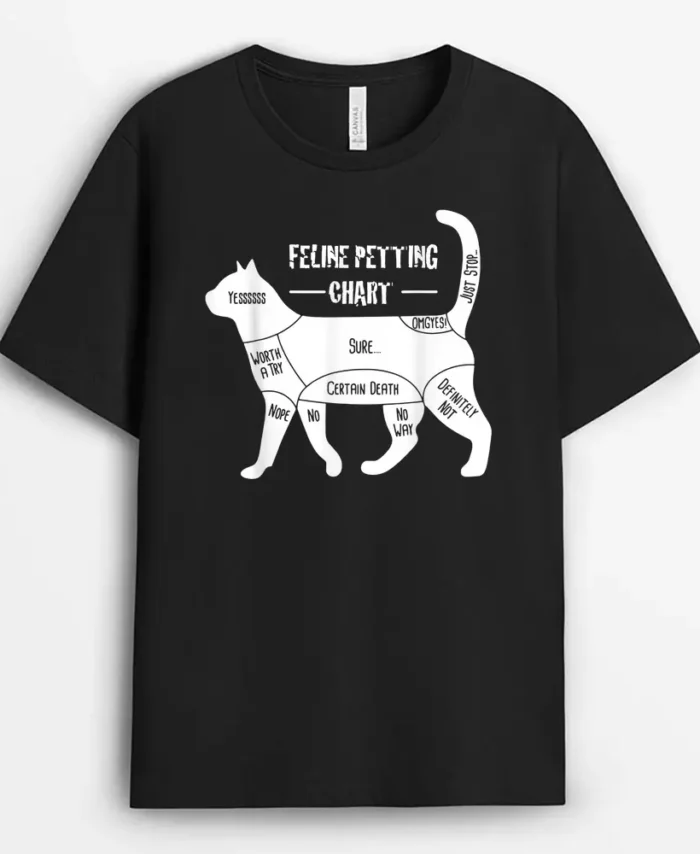 Feline Petting Chart Cat Apparel, Funny Cat Lover Gift T-Shirt