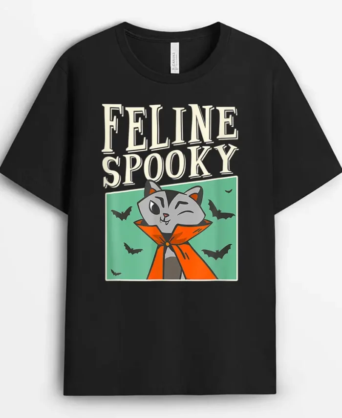 Feline Spooky Halloween Cat Owner Costume, Funny Cat Lover Gift T-Shirt