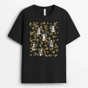 Floral White Cat, Funny Cat Lover Gift T-Shirt