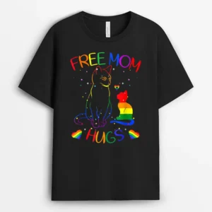Free Mom Hugs Lgbt Cat Gay Pride Rainbow, Funny Cat Lover Gift T-Shirt