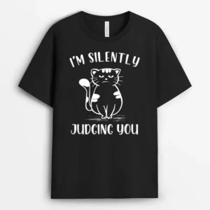 Funny Black Cat Im Silently Judging You Retro, Funny Cat Lover Gift T-Shirt