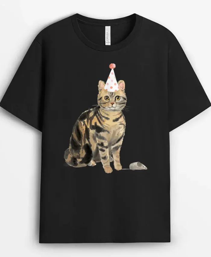 Funny Cat Chasing Mouse Birthday Shirt Cute Cat Birthday, Funny Cat Lover Gift T-Shirt