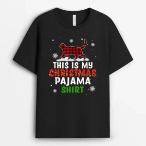 Funny Cat Christmas Lights Buffalo Red Plaid Xmas Gift Girls, Funny Cat Lover Gift T-Shirt