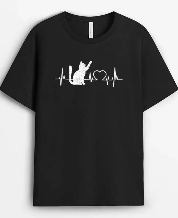 Funny Cat For Women Meowy Cute Cat Lover Heartbeat, Funny Cat Lover Gift T-Shirt