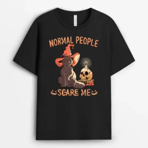 Funny Cat Halloween Normal People Scare Me Hoodies, Funny Cat Lover Gift T-Shirt