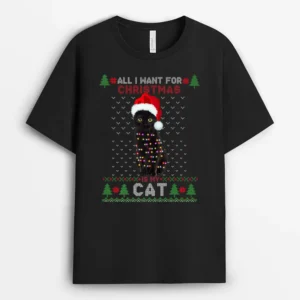 Funny Cat Lovers Cute Cat Santa Hat Ugly Christmas Sweater Premium, Funny Cat Lover Gift T-Shirt
