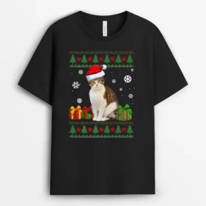 Funny Cat Lovers Cute Cat Santa Hat Ugly Christmas Ver 2, Funny Cat Lover Gift T-Shirt