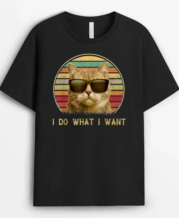 Funny Cat Lovers Gifts Vintage I Do What I Want Cat, Funny Cat Lover Gift T-Shirt