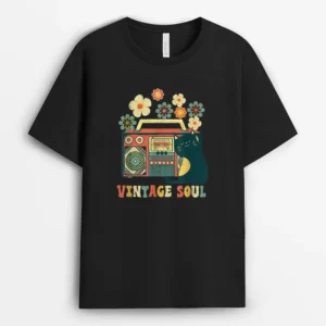 Funny Cat Vintage Wildflower Soul Flowers, Funny Cat Lover Gift T-Shirt