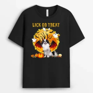 Scary Japanese Chin Dog Witch Hat Halloween Lick Or Treat, Funny Dog Lover Gift T-Shirt