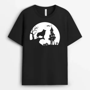 Schipperke Dog Moon Silhouette Funny Halloween Costume, Funny Dog Lover Gift T-Shirt