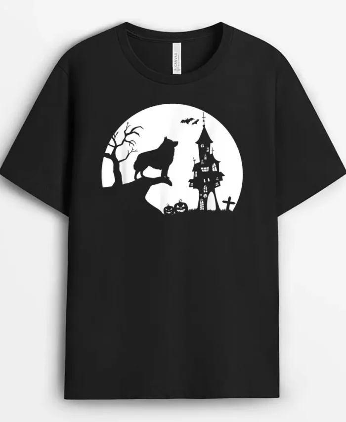 Schipperke Dog Moon Silhouette Funny Halloween Costume, Funny Dog Lover Gift T-Shirt