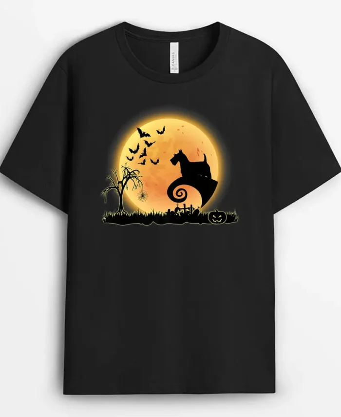 Scottish Terrier Scary And Moon Dog Funny Halloween Costume, Funny Dog Lover Gift T-Shirt